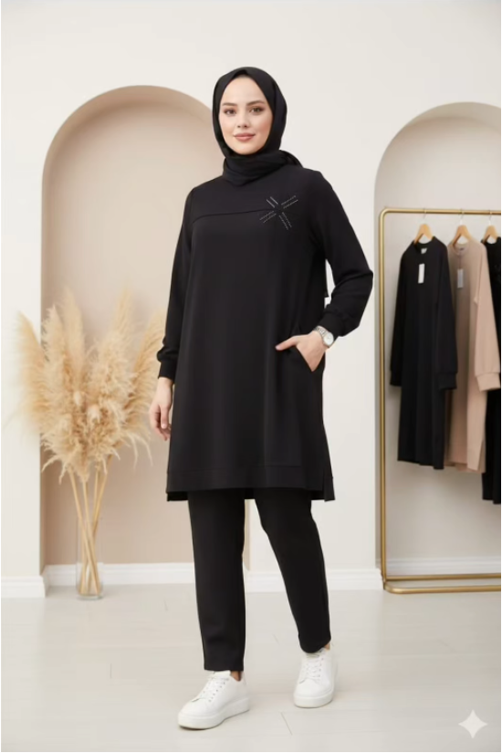 Taş Nervür Pantolonlu Takım